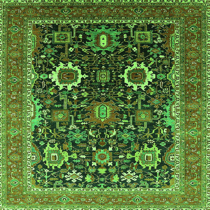 Square Machine Washable Oriental Green Industrial Area Rugs, wshurb1803grn