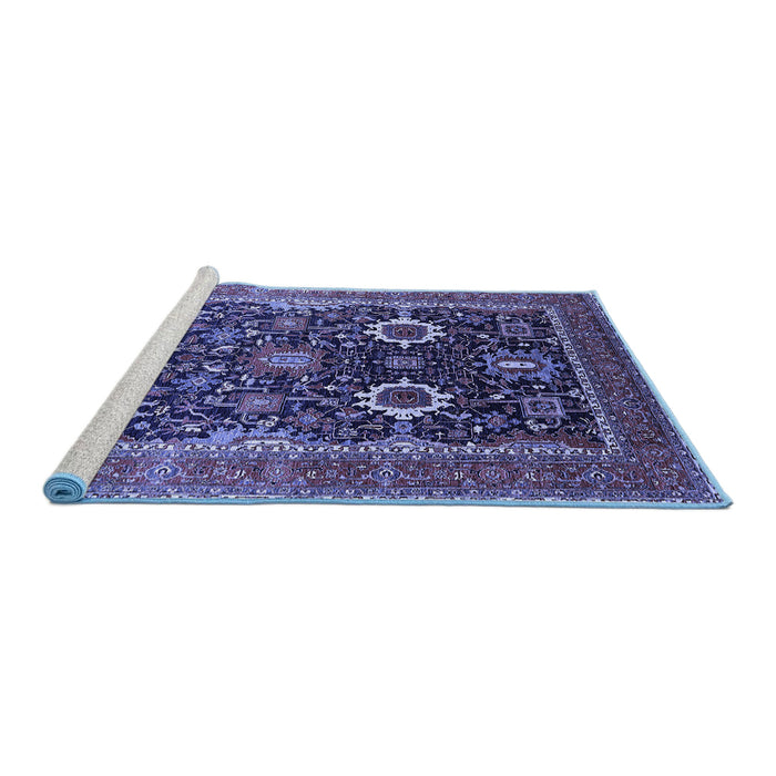 Sideview of Machine Washable Oriental Blue Industrial Rug, wshurb1803blu