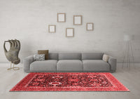 Machine Washable Oriental Red Industrial Rug, wshurb1803red