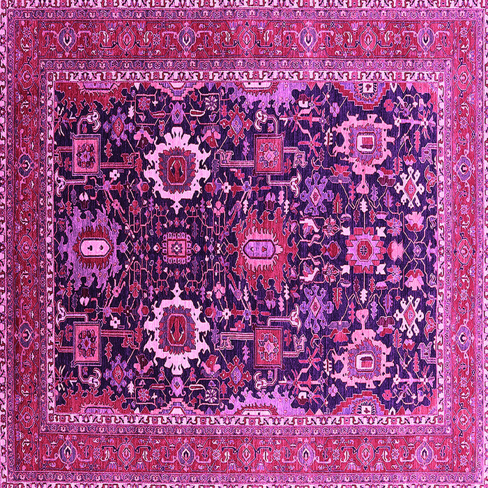 Square Machine Washable Oriental Pink Industrial Rug, wshurb1803pnk