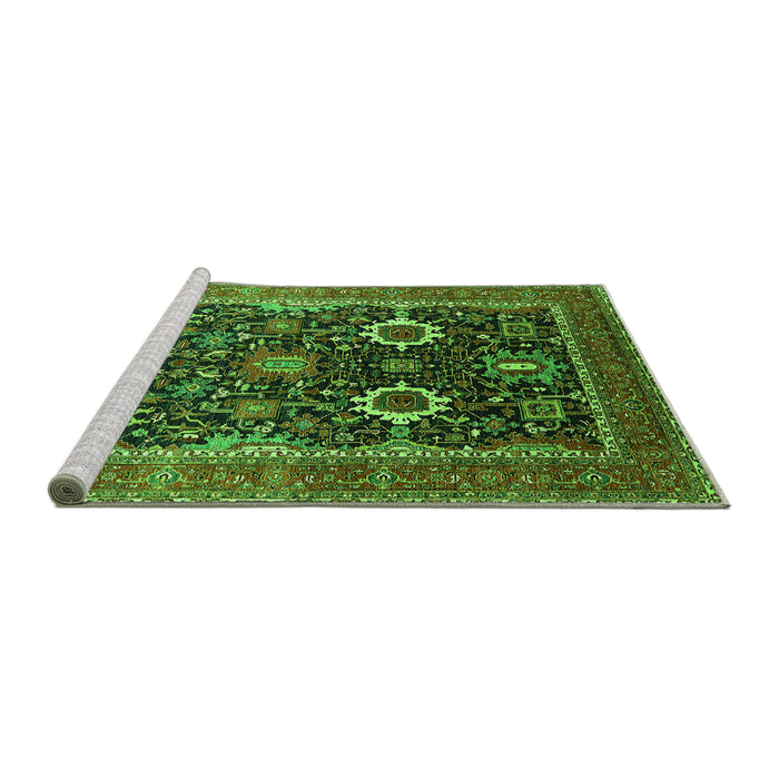 Sideview of Machine Washable Oriental Green Industrial Area Rugs, wshurb1803grn