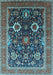 Machine Washable Oriental Light Blue Industrial Rug, wshurb1803lblu