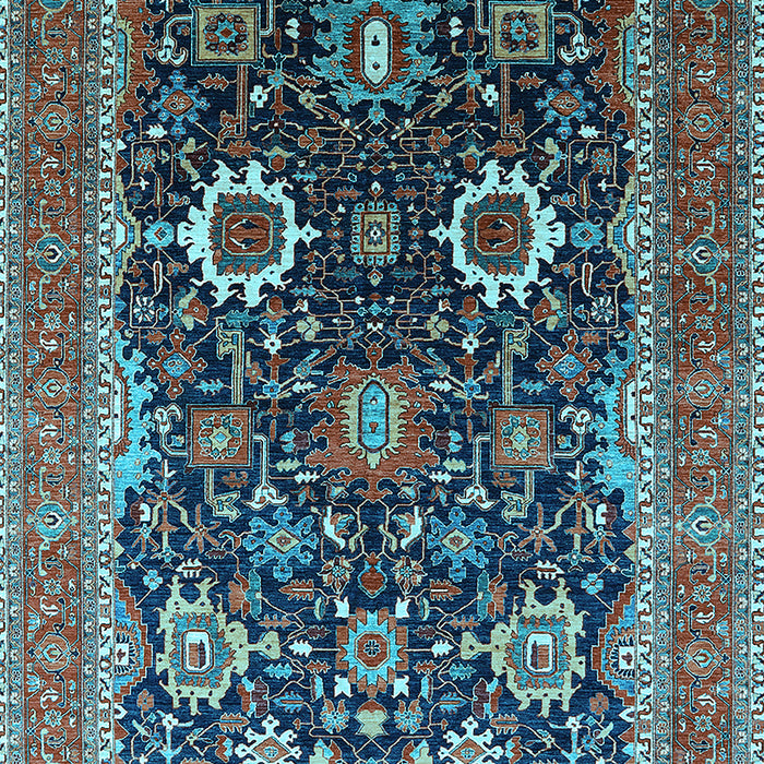 Machine Washable Oriental Light Blue Industrial Rug, wshurb1803lblu