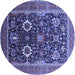 Round Oriental Blue Industrial Rug, urb1803blu