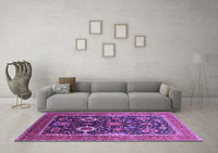 Machine Washable Oriental Purple Industrial Rug, wshurb1803pur