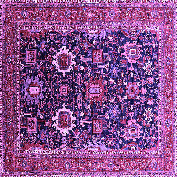 Square Machine Washable Oriental Purple Industrial Area Rugs, wshurb1803pur
