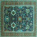 Square Oriental Turquoise Industrial Rug, urb1803turq