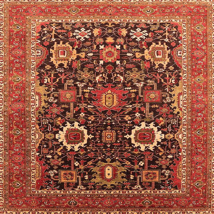 Square Oriental Orange Industrial Rug, urb1803org