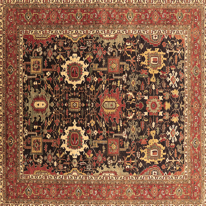 Square Machine Washable Oriental Brown Industrial Rug, wshurb1803brn