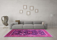 Machine Washable Oriental Pink Industrial Rug, wshurb1803pnk