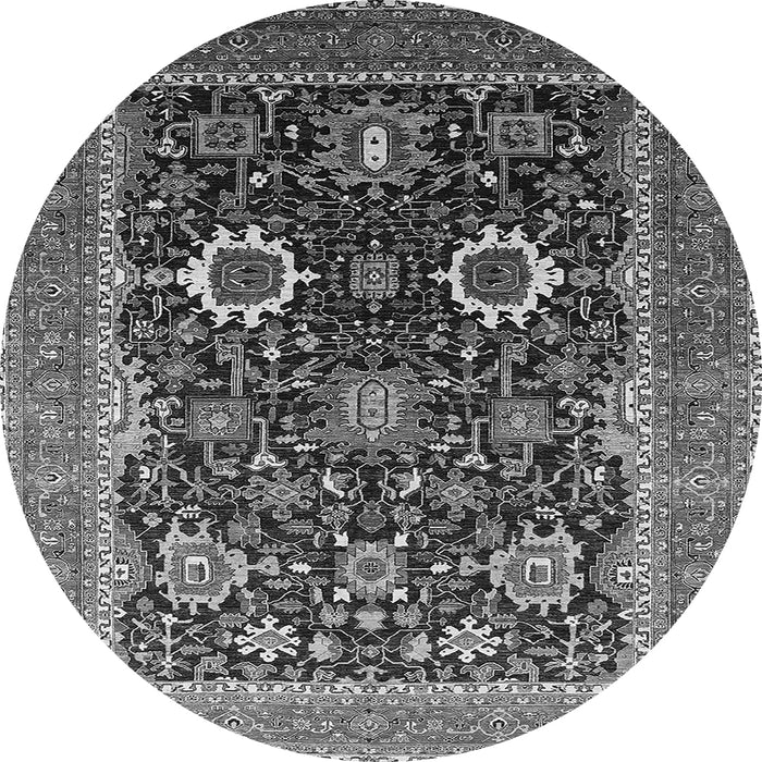 Round Machine Washable Oriental Gray Industrial Rug, wshurb1803gry
