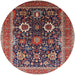 Round Mid-Century Modern Pink Oriental Rug, urb1803