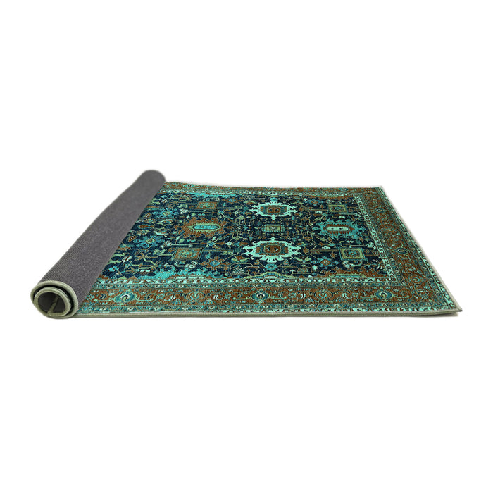 Sideview of Oriental Turquoise Industrial Rug, urb1803turq