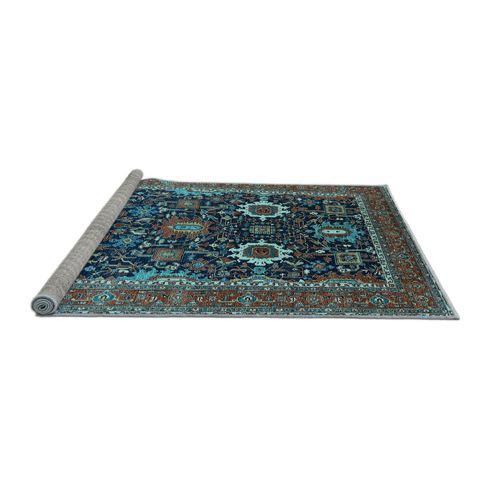 Sideview of Machine Washable Oriental Light Blue Industrial Rug, wshurb1803lblu