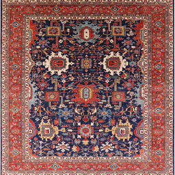 Square Mid-Century Modern Pink Oriental Rug, urb1803