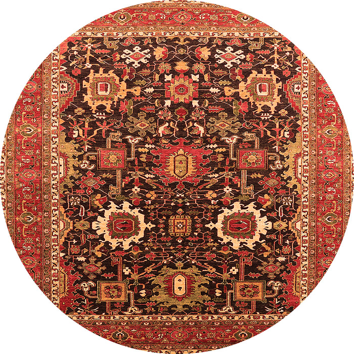 Round Oriental Orange Industrial Rug, urb1803org