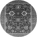 Round Oriental Gray Industrial Rug, urb1803gry