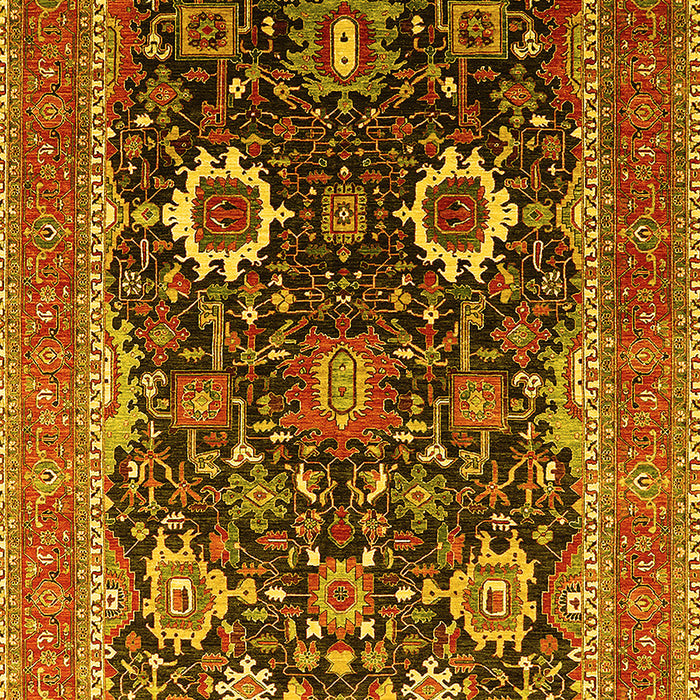 Machine Washable Oriental Yellow Industrial Rug, wshurb1803yw