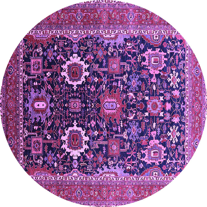 Round Machine Washable Oriental Purple Industrial Area Rugs, wshurb1803pur
