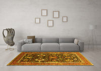 Machine Washable Oriental Yellow Industrial Rug, wshurb1803yw