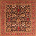 Closeup of Machine Washable Oriental Orange Industrial Area Rugs, wshurb1804org