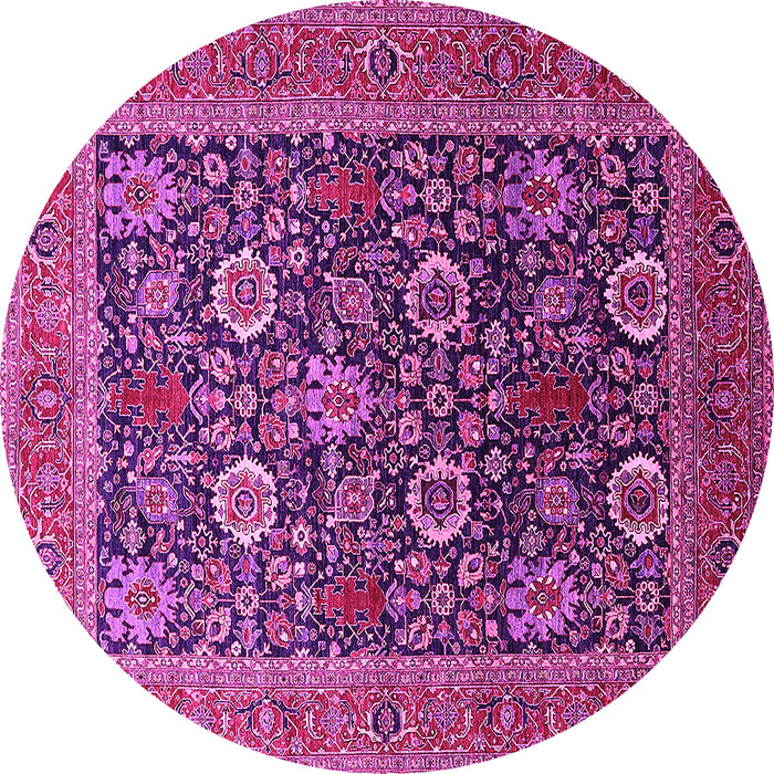 Round Machine Washable Oriental Pink Industrial Rug, wshurb1804pnk