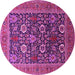 Round Machine Washable Oriental Pink Industrial Rug, wshurb1804pnk