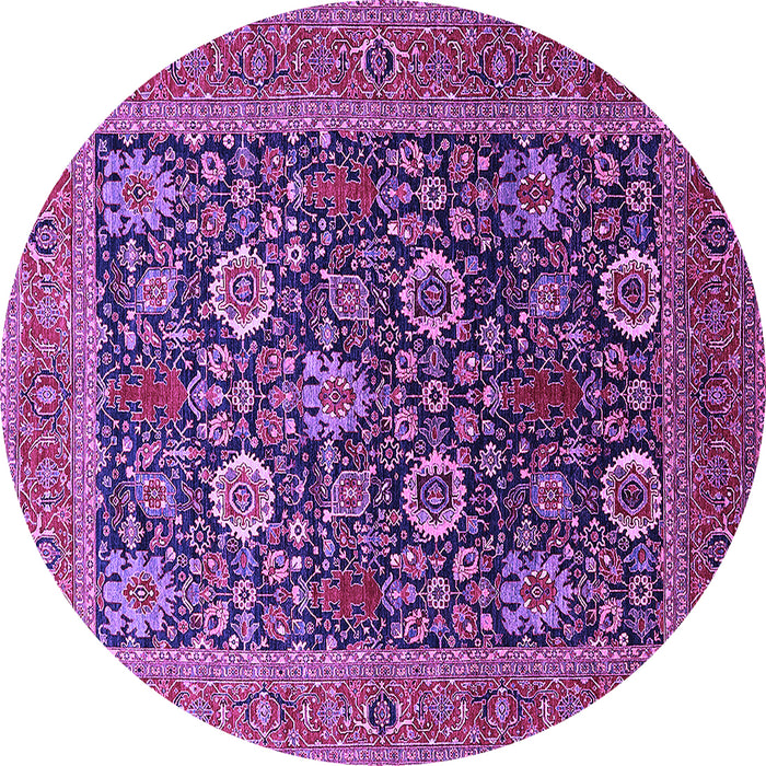 Round Machine Washable Oriental Purple Industrial Area Rugs, wshurb1804pur
