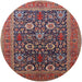 Round Mid-Century Modern Camel Brown Oriental Rug, urb1804