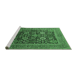 Sideview of Machine Washable Oriental Emerald Green Industrial Area Rugs, wshurb1804emgrn