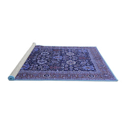 Sideview of Machine Washable Oriental Blue Industrial Rug, wshurb1804blu