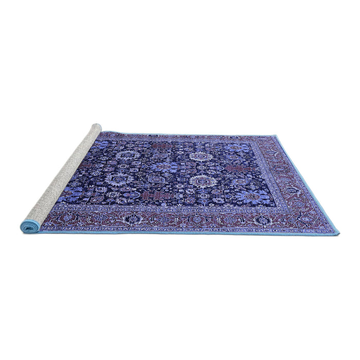 Sideview of Machine Washable Oriental Blue Industrial Rug, wshurb1804blu