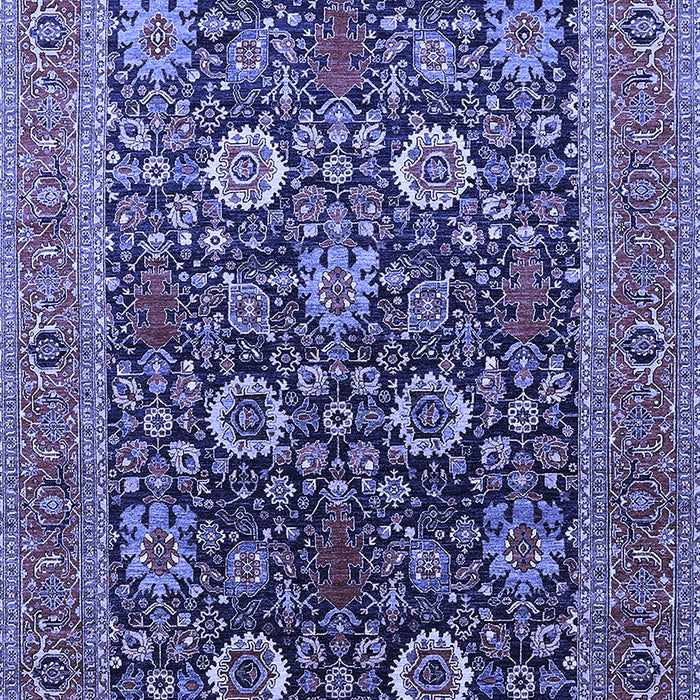 Machine Washable Oriental Blue Industrial Rug, wshurb1804blu