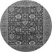 Round Oriental Gray Industrial Rug, urb1804gry