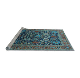 Sideview of Machine Washable Oriental Light Blue Industrial Rug, wshurb1804lblu