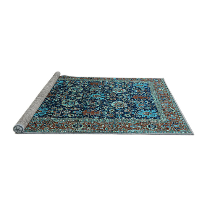 Sideview of Machine Washable Oriental Light Blue Industrial Rug, wshurb1804lblu