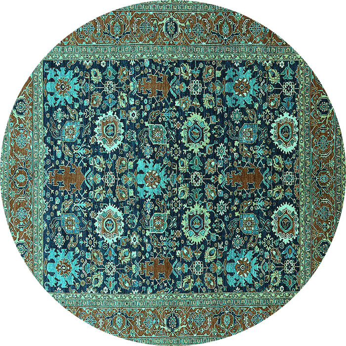 Round Oriental Turquoise Industrial Rug, urb1804turq