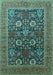 Machine Washable Oriental Turquoise Industrial Area Rugs, wshurb1804turq