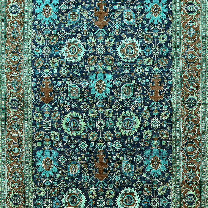 Machine Washable Oriental Turquoise Industrial Area Rugs, wshurb1804turq