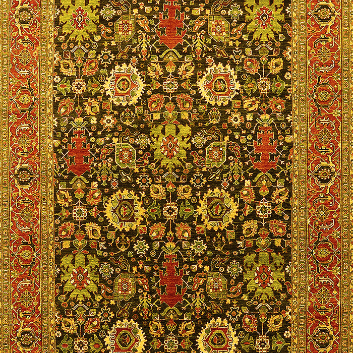 Machine Washable Oriental Yellow Industrial Rug, wshurb1804yw