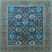 Square Machine Washable Oriental Light Blue Industrial Rug, wshurb1804lblu