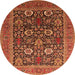 Square Machine Washable Oriental Orange Industrial Area Rugs, wshurb1804org