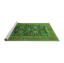 Sideview of Machine Washable Oriental Green Industrial Area Rugs, wshurb1804grn