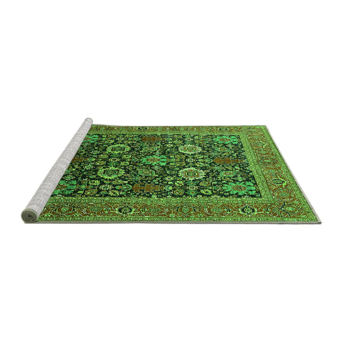Sideview of Machine Washable Oriental Green Industrial Area Rugs, wshurb1804grn
