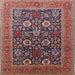 Square Mid-Century Modern Camel Brown Oriental Rug, urb1804