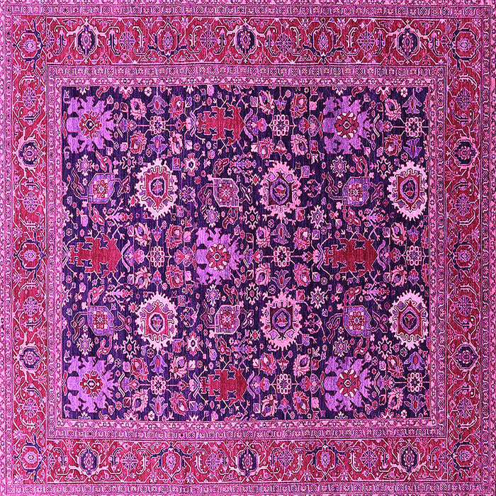 Square Machine Washable Oriental Pink Industrial Rug, wshurb1804pnk