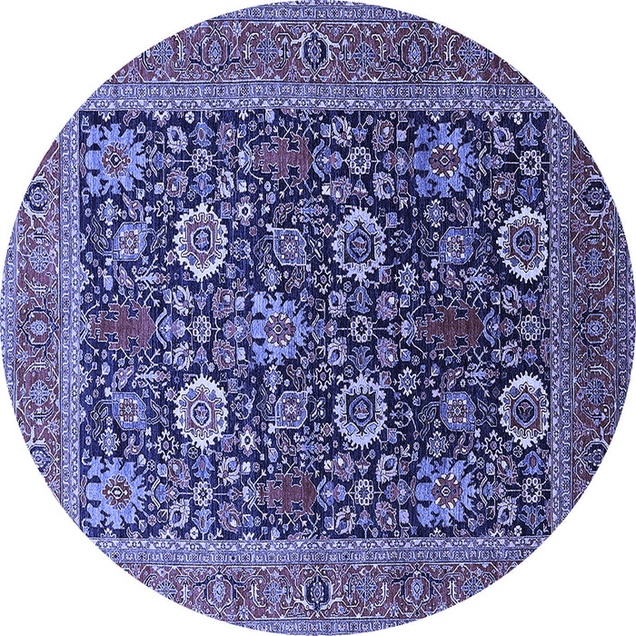 Round Oriental Blue Industrial Rug, urb1804blu