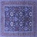 Square Oriental Blue Industrial Rug, urb1804blu