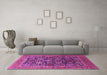 Machine Washable Oriental Pink Industrial Rug in a Living Room, wshurb1804pnk