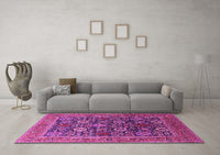 Machine Washable Oriental Pink Industrial Rug, wshurb1804pnk